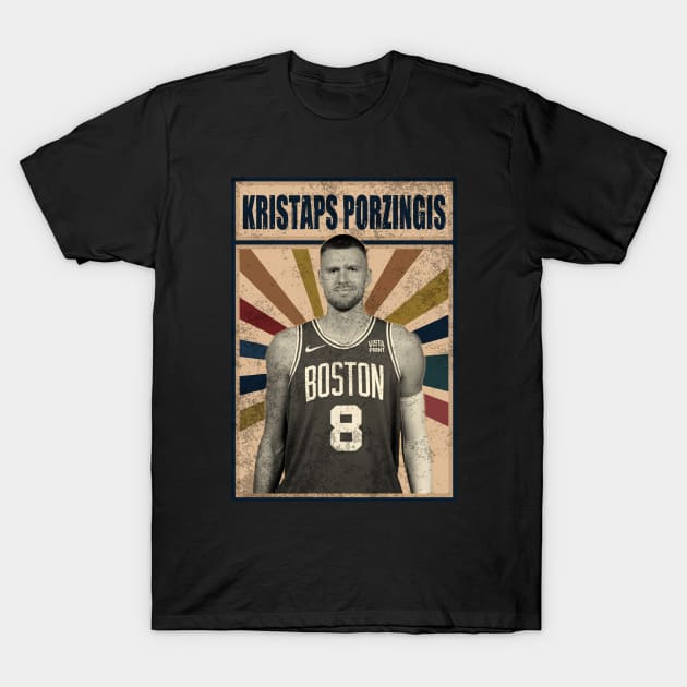 Boston Celtics Kristaps Porzingis T-Shirt by RobinaultCoils